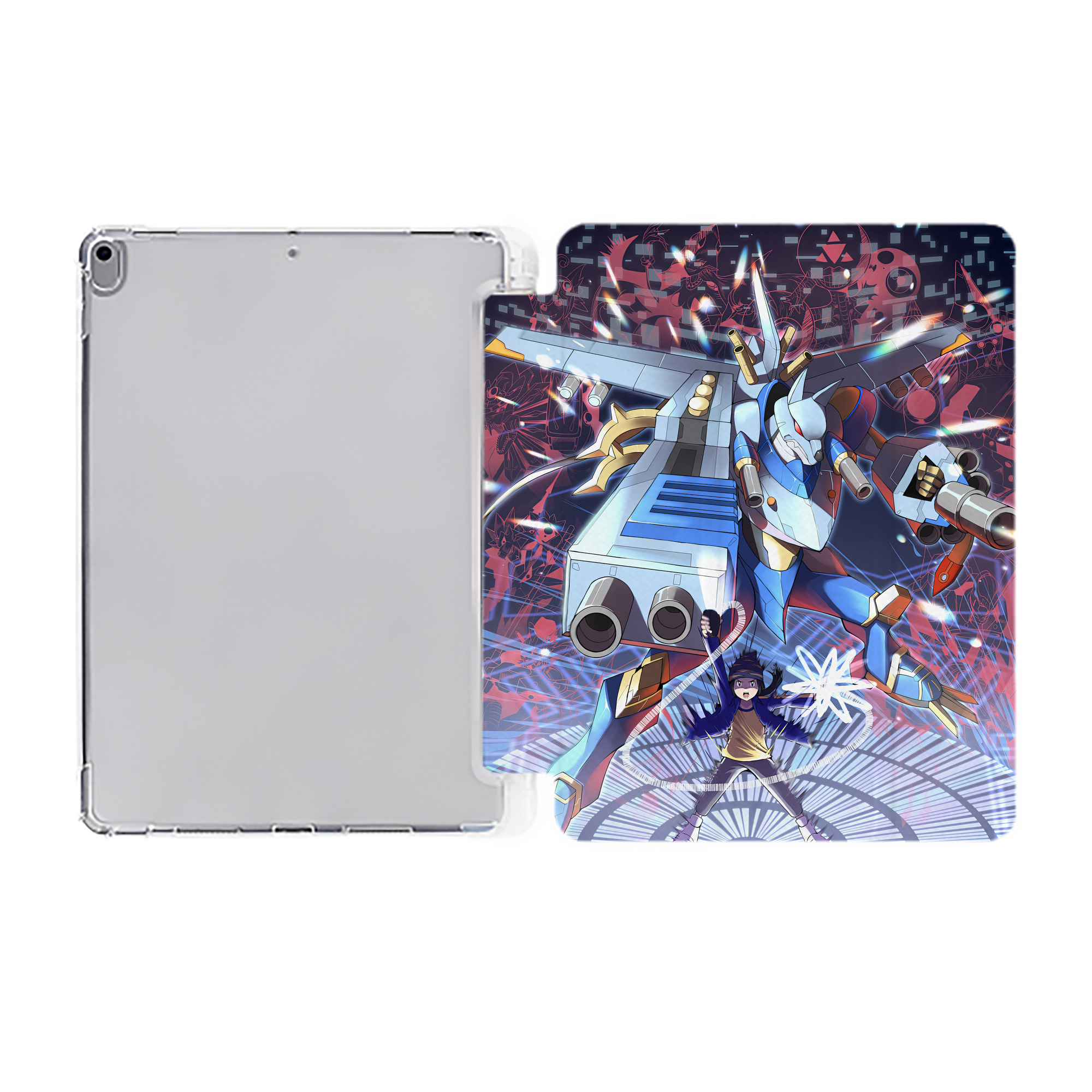 （画像用） Digimon デジタルモンスター/デジモン IPad ケース ペン収納付き 三つ折りスタンド PUレザー×シリコン 対応機種9.5/10.5/10.9インチ